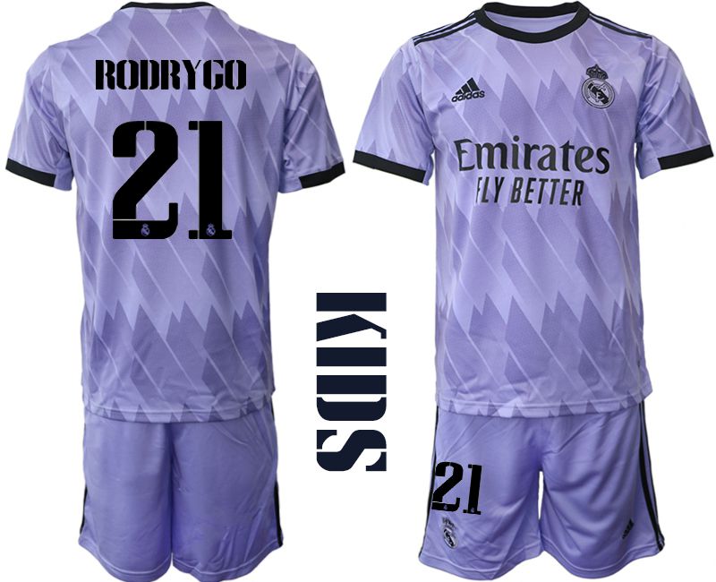 Youth 2022-2023 Club Real Madrid away purple #21 Soccer Jersey->youth soccer jersey->Youth Jersey